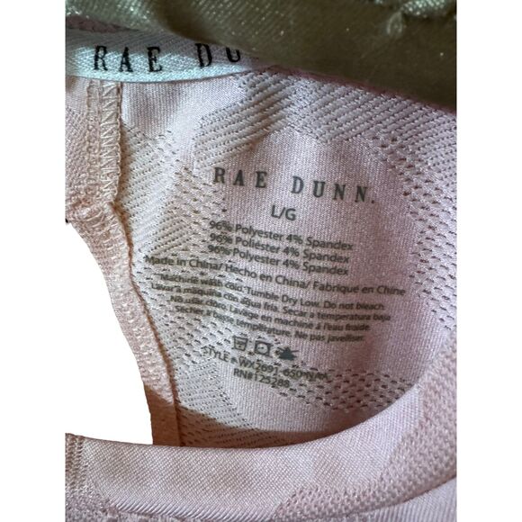 GENTLY USED Rae Dunn "Gym Hair Don't Care" Cropped Keyhole Athletic Shirt Size L - Picture 3 of 5